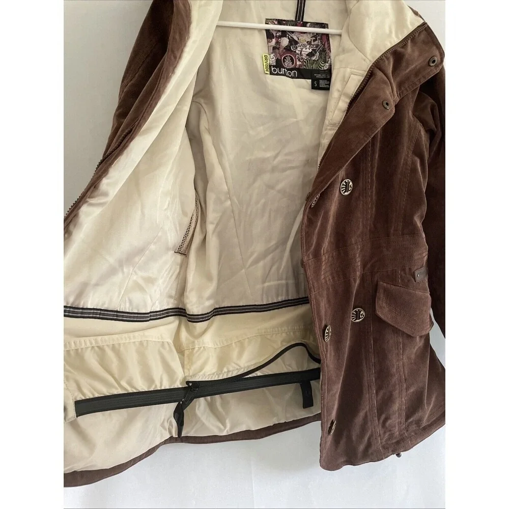 Burton DRYRIDE Jacket Snowboarding Ski Coat Brown Corduroy Women's Size S - Picture 10 of 14